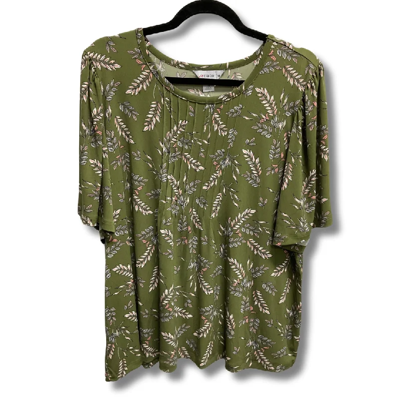 short sleeve t-shirt for light outdoor activity -Top Short Sleeve Basic By Liz Claiborne In Green, Size: 1x