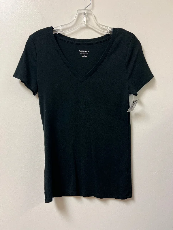 relaxed short sleeve shirt for work -Top Short Sleeve Basic By Merona In Black, Size: M