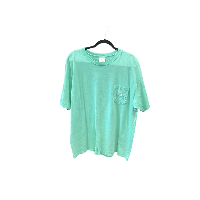 comfortable short sleeve cotton shirt -Top Short Sleeve Basic By Simply Southern In Green, Size: Xxl