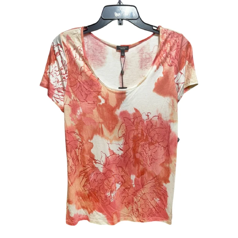 fitted short sleeve shirt for a tailored look -Top Short Sleeve Basic By Talbots In Floral Print, Size: L