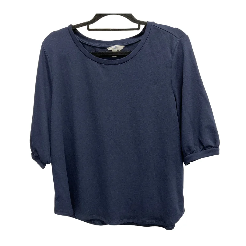 short sleeve t-shirt for winter layering -Top Short Sleeve Basic By Time And Tru In Navy, Size: L