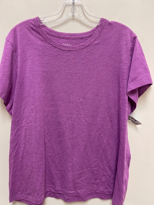 summer short sleeve shirt for daily wear -Top Short Sleeve Basic By Time And Tru In Purple, Size: 2x