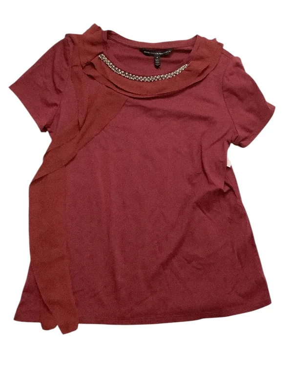 short sleeve t-shirt for running activities -Top Short Sleeve Basic By White House Black Market In Maroon, Size: S