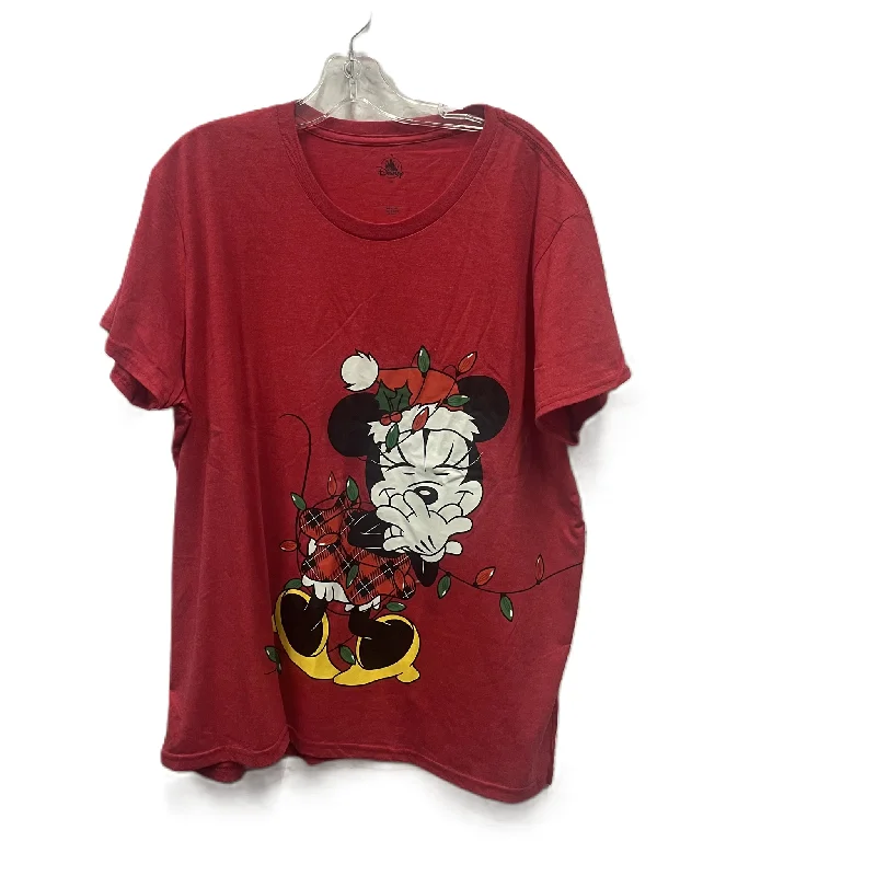 casual short sleeve t-shirt for hanging out -Top Short Sleeve By Disney In Red, Size: 3x