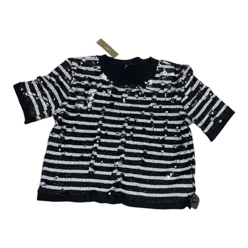 fashionable short sleeve shirt for everyday wear -Top Short Sleeve By J. Crew In Black & White, Size: S