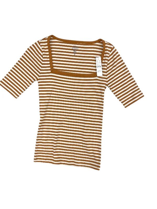 short sleeve t-shirt for winter layering -Top Short Sleeve By J. Crew In Orange & White, Size: S