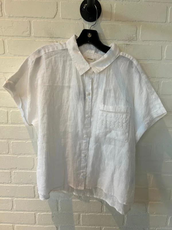 comfortable short sleeve cotton shirt -Top Short Sleeve By Joie In White, Size: Xl