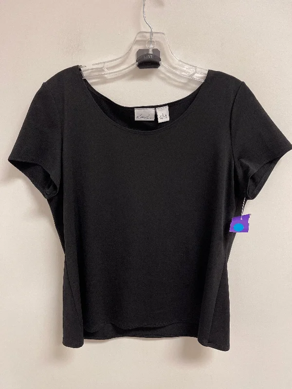 summer-ready graphic short sleeve t-shirt -Top Short Sleeve By Kim Rogers In Black, Size: L