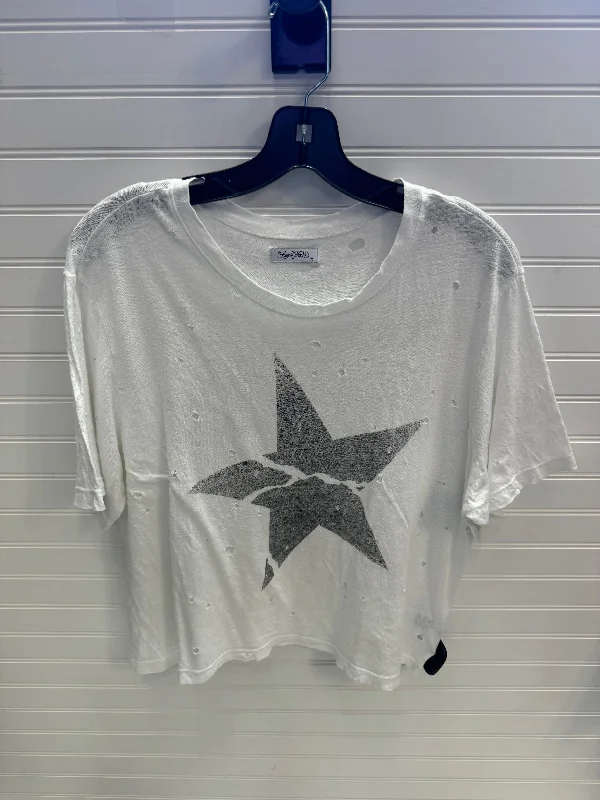 trendy short sleeve graphic t-shirt -Top Short Sleeve By Lauren Moshi In Grey & White, Size: M