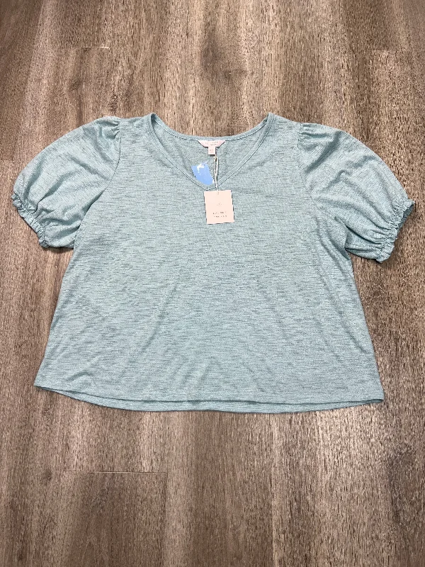 trendy short sleeve top for casual occasions -Top Short Sleeve By Lc Lauren Conrad In Blue, Size: Xxl