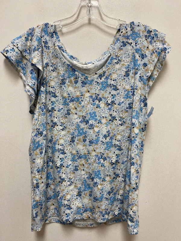 colorful short sleeve shirt for vacation -Top Short Sleeve By Lc Lauren Conrad In Floral Print, Size: L