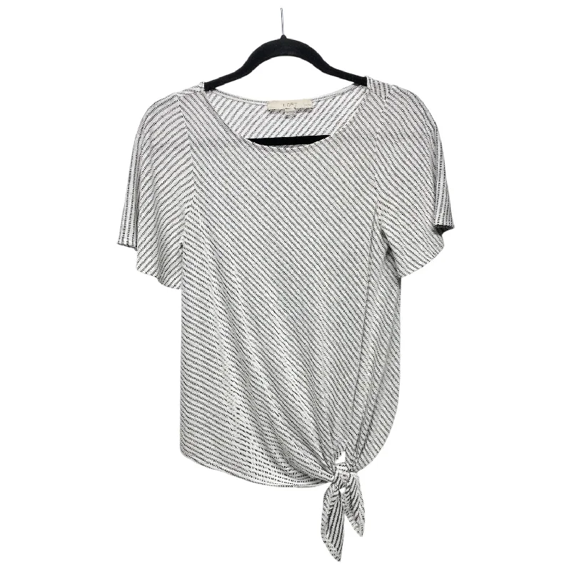 comfortable short sleeve t-shirt for lounging -Top Short Sleeve By Loft In Black & White, Size: Xs