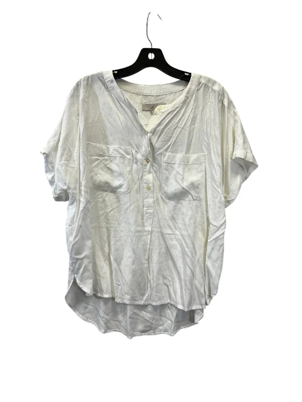 loose fit short sleeve workout shirt -Top Short Sleeve By Loft In White, Size: S