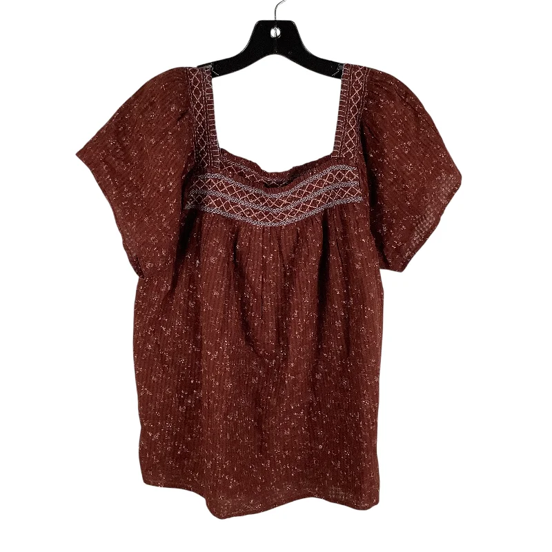 fashionable loose short sleeve shirt -Top Short Sleeve By Madewell In Brown, Size: S