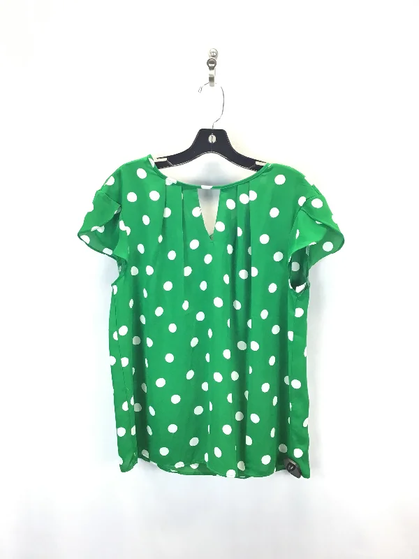 printed short sleeve shirt for casual outings -Top Short Sleeve By New York And Co In Green & White, Size: L