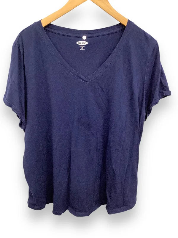 summer short sleeve t-shirt for running -Top Short Sleeve By Old Navy In Navy, Size: 2x