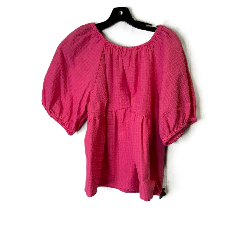 short sleeve shirt with vibrant designs -Top Short Sleeve By Old Navy In Pink, Size: L