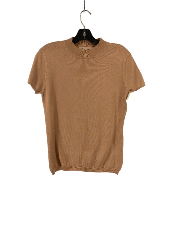 short sleeve cotton shirt with creative print -Top Short Sleeve By Philosophy In Tan, Size: M