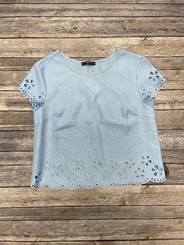 stylish short sleeve cotton t-shirt -Top Short Sleeve By Shein In Blue, Size: S