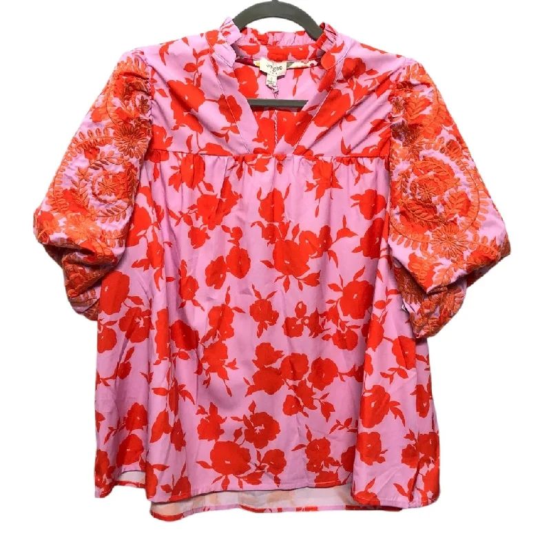 soft cotton short sleeve t-shirt for everyday wear -Top Short Sleeve By Umgee In Orange & Pink, Size: S