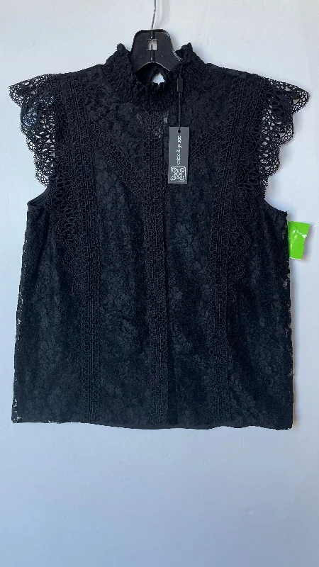 trendy short sleeve shirt for relaxed vibes -Top Sleeveless By Cable And Gauge In Black, Size: M