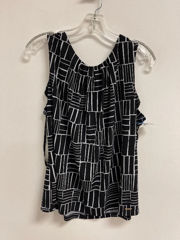 short sleeve shirt with fashionable prints -Top Sleeveless By Calvin Klein In Black & White, Size: 1x