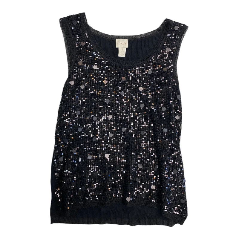 casual short sleeve shirt for laid-back style -Top Sleeveless By Chicos In Black, Size: M