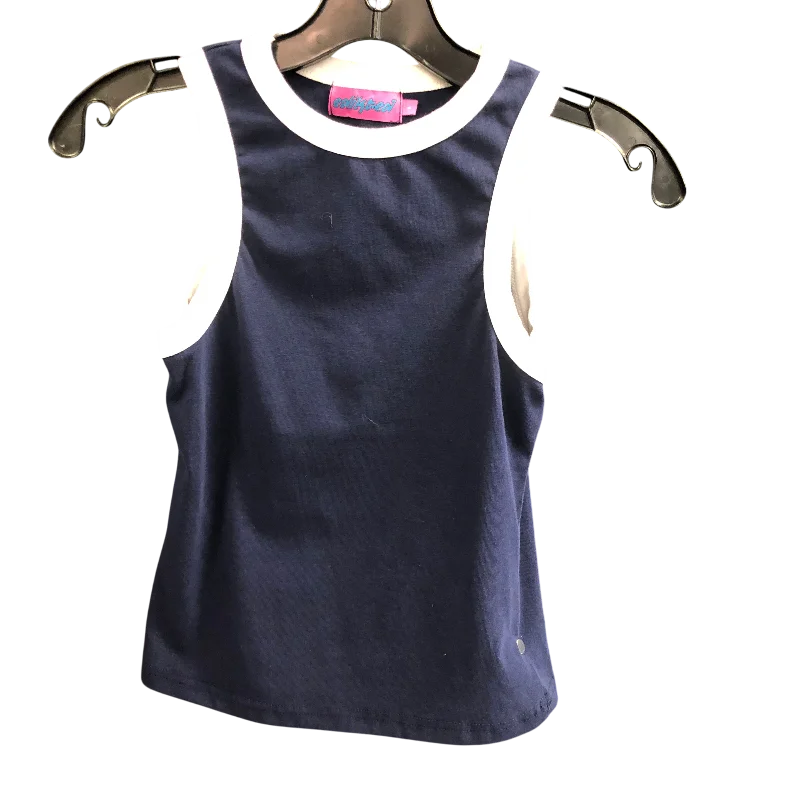 fitted short sleeve t-shirt for athletic wear -Top Sleeveless By edikted In Blue & White, Size: S