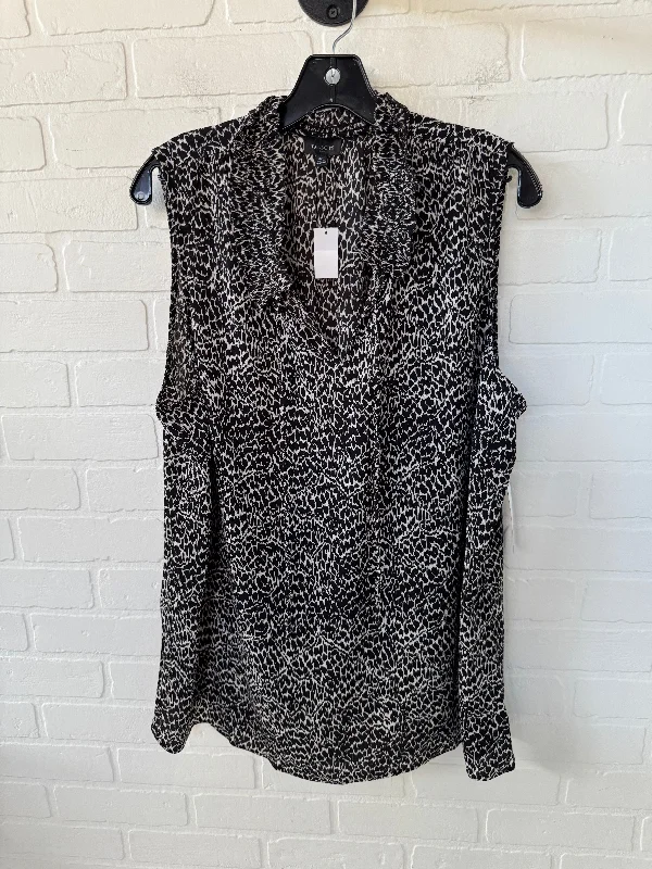 trendy short sleeve blouse for women -Top Sleeveless By Talbots In Black & White, Size: 2x