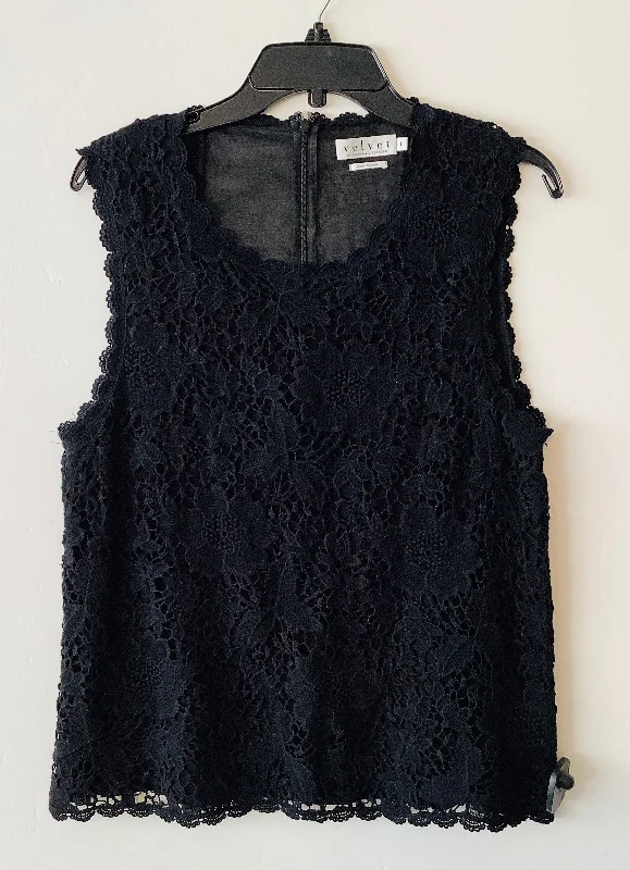 short sleeve t-shirt for cold weather layering -Top Sleeveless By Velvet In Black, Size: L