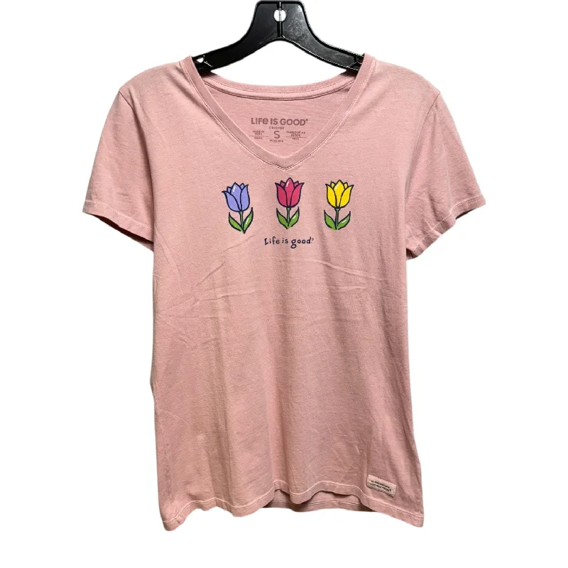 high-end short sleeve casual shirt -Tulip Top Short Sleeve By Life Is Good In Pink, Size: S