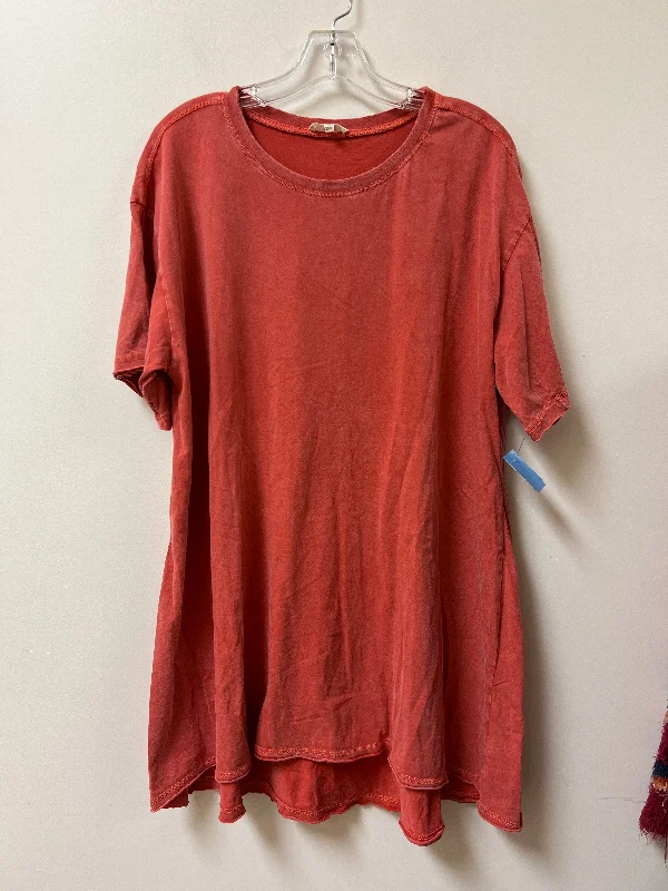 comfortable fit short sleeve shirt -Tunic Short Sleeve By Easel In Red, Size: M