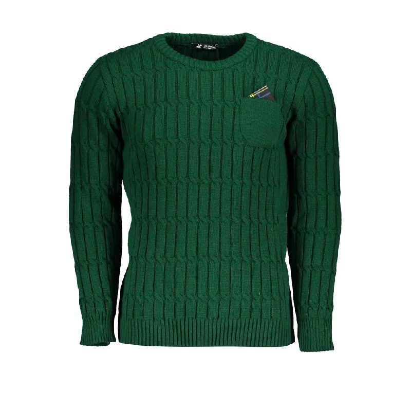 classic wool turtleneck sweater-U.S. Grand Polo Elegant Crew Neck Twisted  Men's Sweater