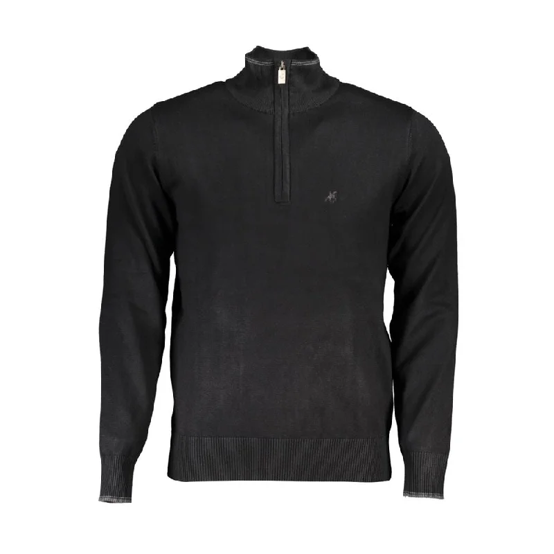 knit sweater with patterns-U.S. Grand Polo Elegant Half Zip Sweater with Contrast Men's Details