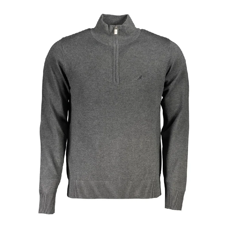 fleece lined sweater for men-U.S. Grand Polo Elegant Half-Zip Sweater with Embroidery Men's Detail