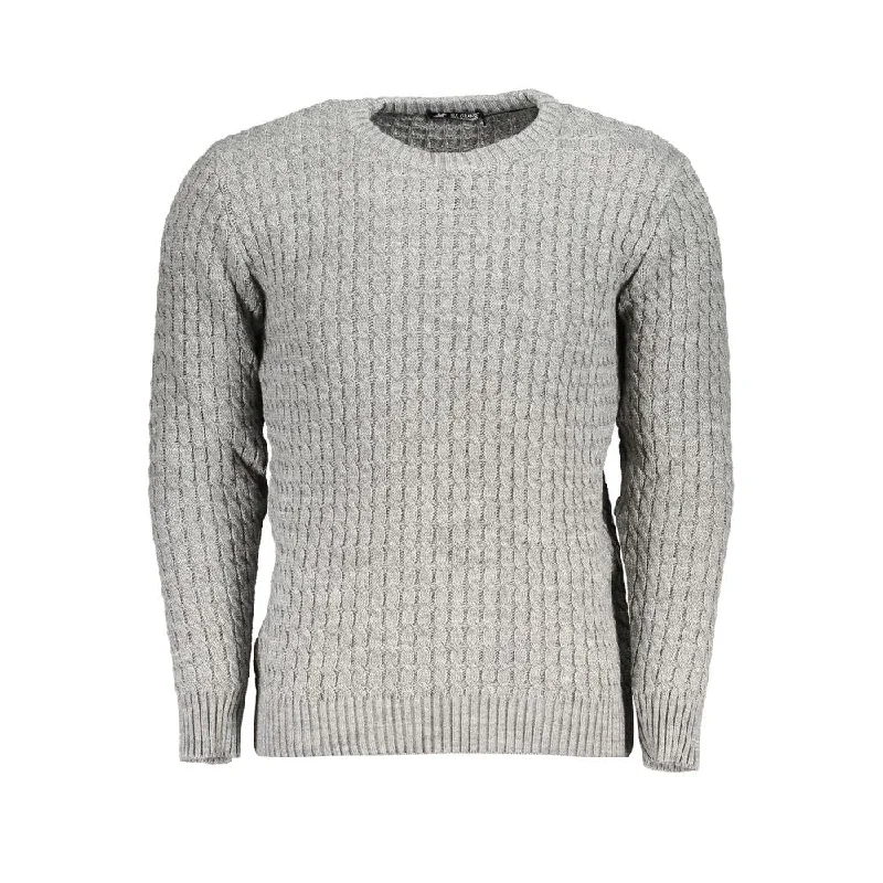 multi-colored knitted sweater-U.S. Grand Polo Elegant Long-Sleeved Twisted Crew Neck Men's Sweater