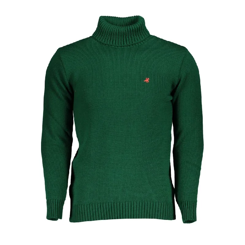 turtleneck wool sweater for men-U.S. Grand Polo Elegant Turtleneck Embroide Men's Sweater