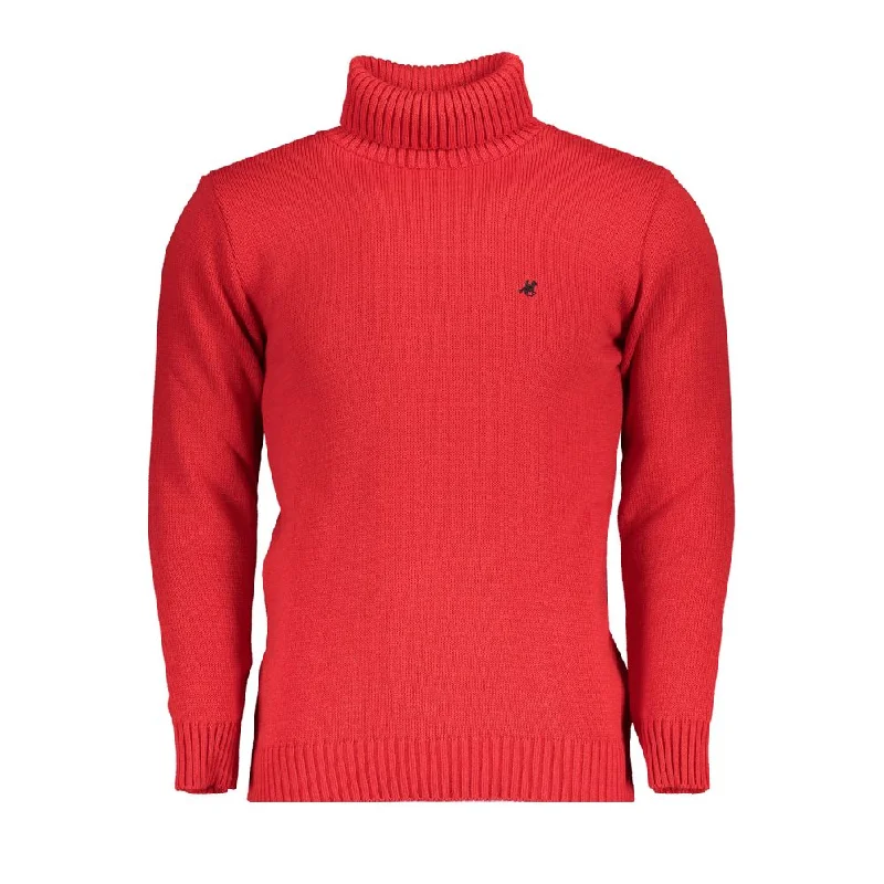 thick knitted sweater-U.S. Grand Polo Elegant Turtleneck Sweater with Embroidery Men's Detail