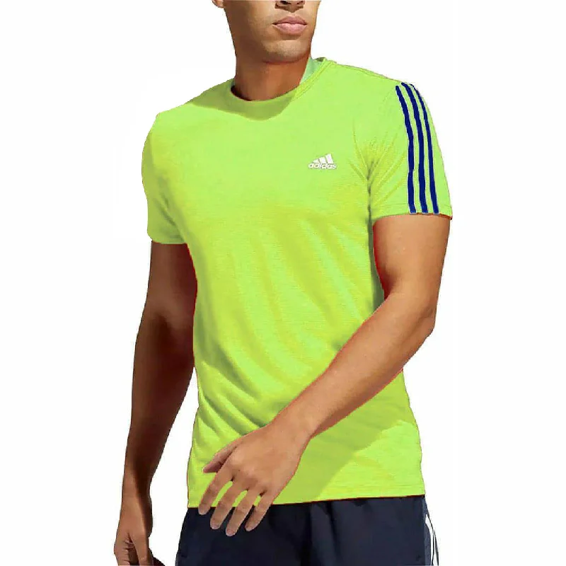 short sleeve shirt with animal designs -adidas AeroReady 3 Stripes Short Sleeve Mens Running Top - Green