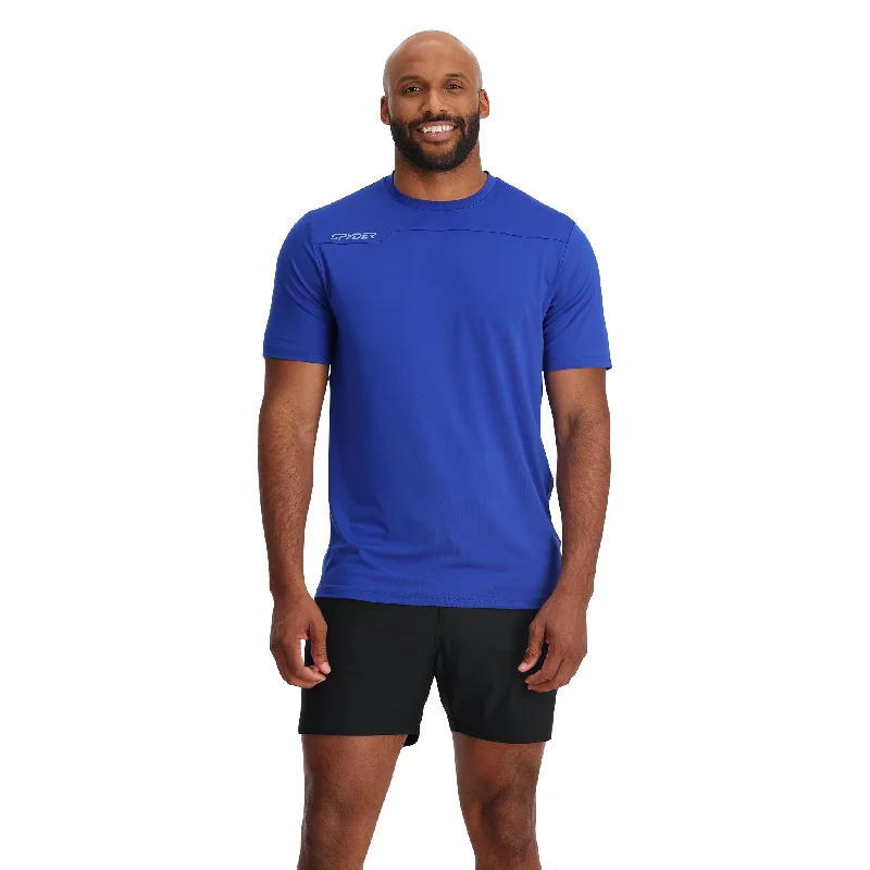 colorful short sleeve shirt for vacation -Mens Arc Short Sleeve Tech Tee  - Electric Blue