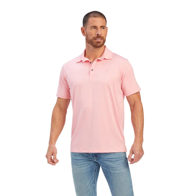 casual short sleeve t-shirt for hanging out -'Ariat' Men's Charger 2.0 Fitted Polo - Peony