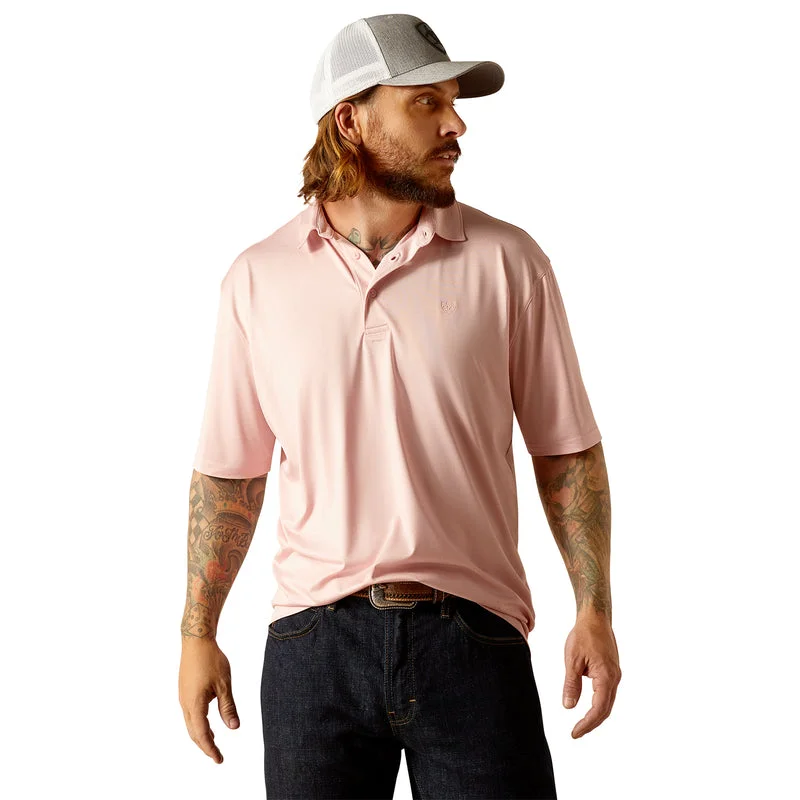 stylish short sleeve t-shirt with floral design -'Ariat' Men's Charger 2.0 Polo - Pink Daisy