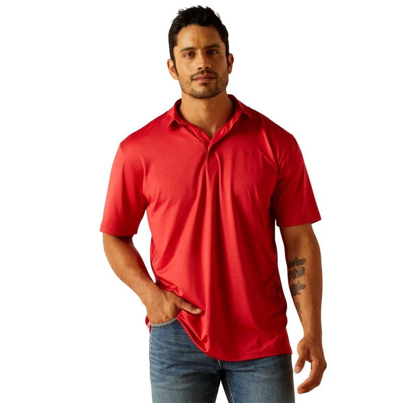 basic short sleeve t-shirt for men -'Ariat' Men's Charger 2.0 Polo - Haute Red