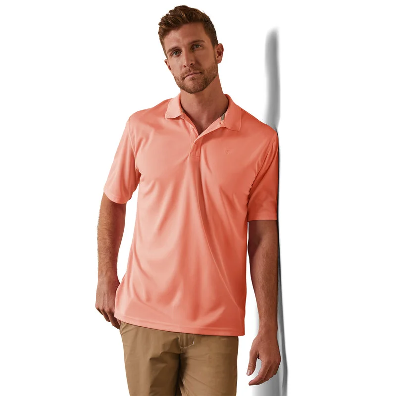 casual short sleeve shirt for activewear -'Ariat' Men's Tek Polo - Peach Echo