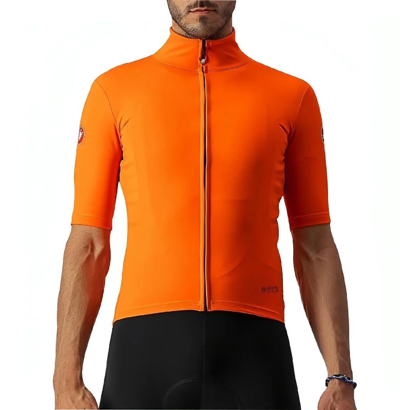 short sleeve t-shirt with subtle patterns -Castelli Perfetto RoS Light Short Sleeve Mens Cycling Jersey - Orange