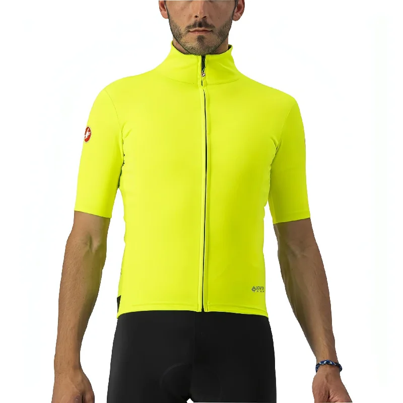 stylish fitted short sleeve t-shirt for women -Castelli Perfetto RoS Light Short Sleeve Mens Cycling Jersey - Yellow