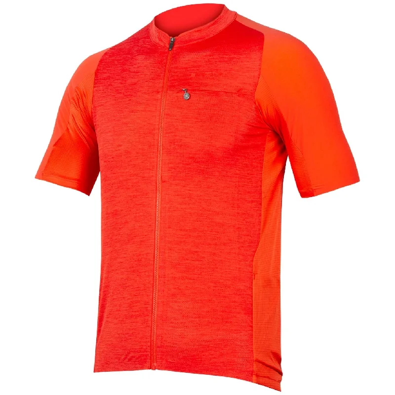 athletic short sleeve shirt for running -Endura GV500 Reiver Short Sleeve Mens Cycling Jersey - Orange