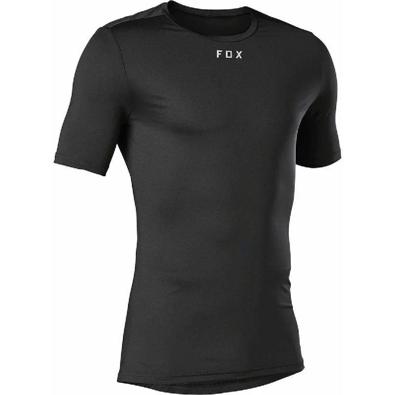 short sleeve top for summer evenings -Fox TecBase Short Sleeve Mens Cycling Base Layer - Black