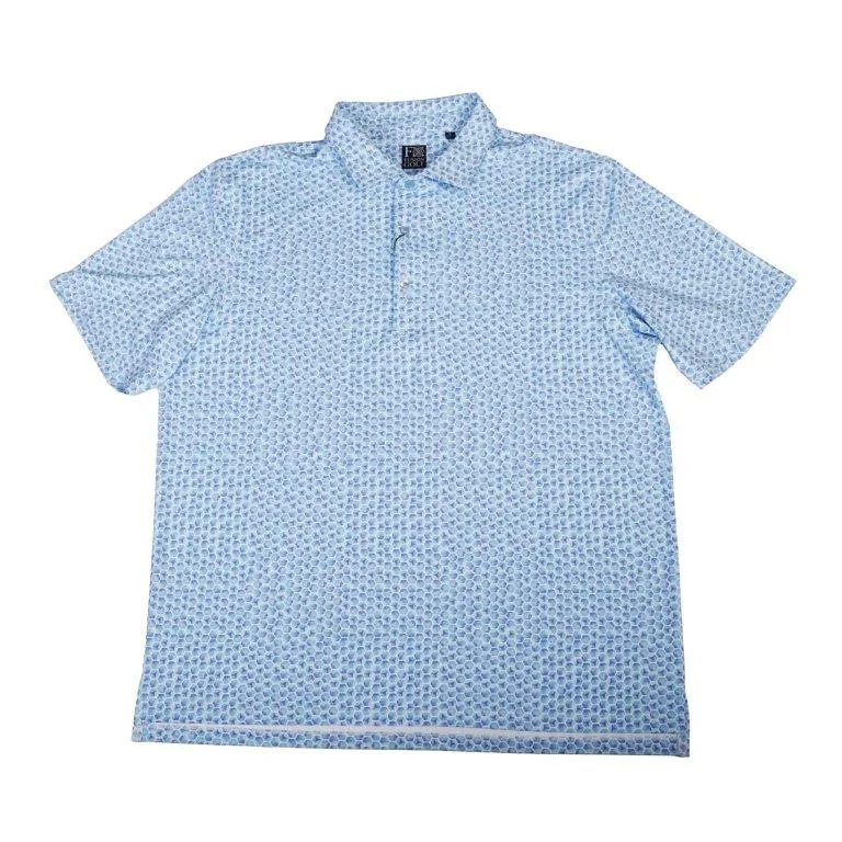 high-end short sleeve shirt for casual events -'FX Fusion' Men's Golf Club Balls Print Polo - Blue