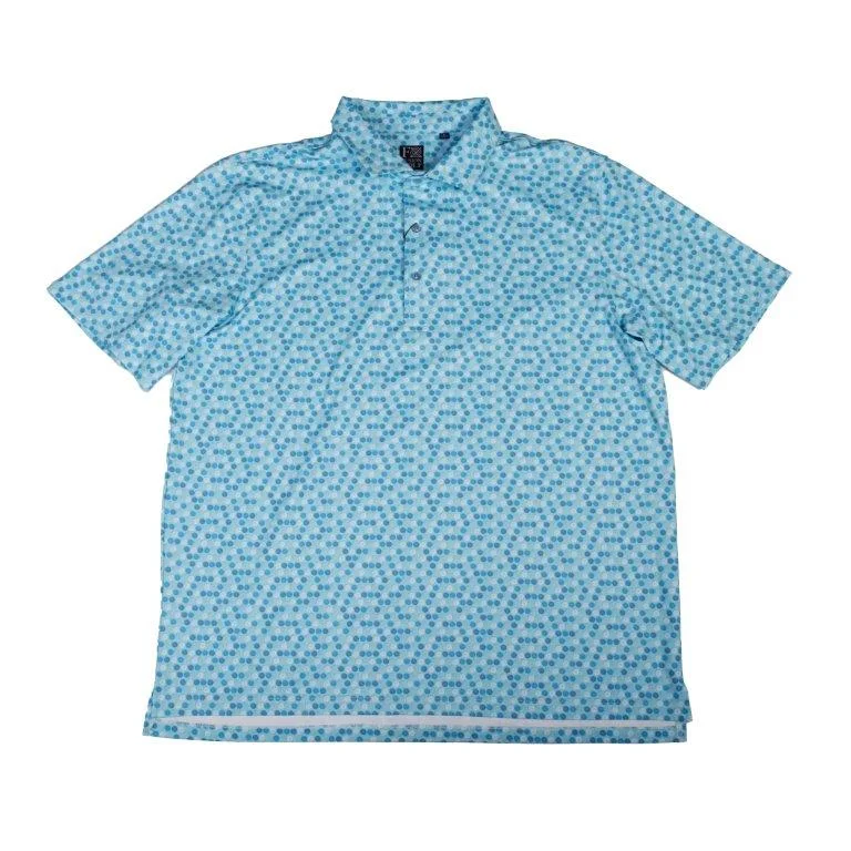 men’s short sleeve polo t-shirt for sports -'FX Fusion' Men's Golfball Geo Print Polo - Aqua